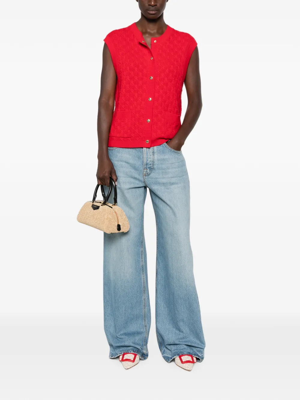 Maje Kabelgebreid vest Rood