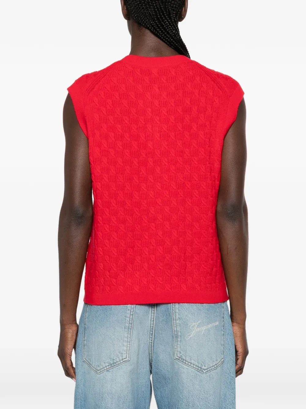 Maje Kabelgebreid vest Rood