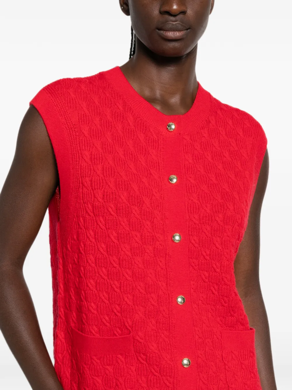 Maje Kabelgebreid vest Rood