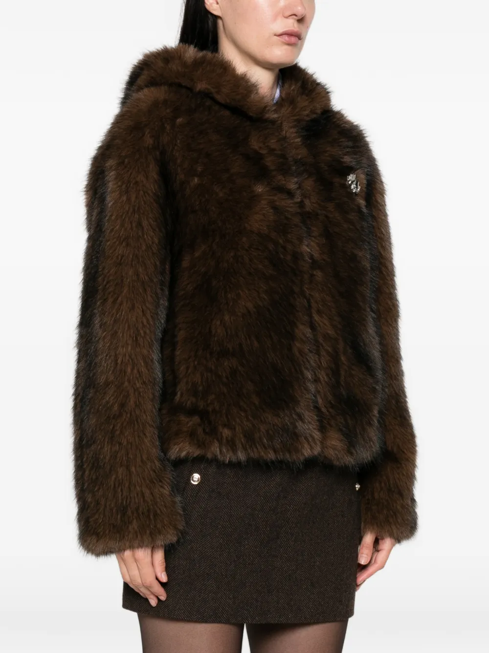 Maje Jas van imitatiebont Bruin