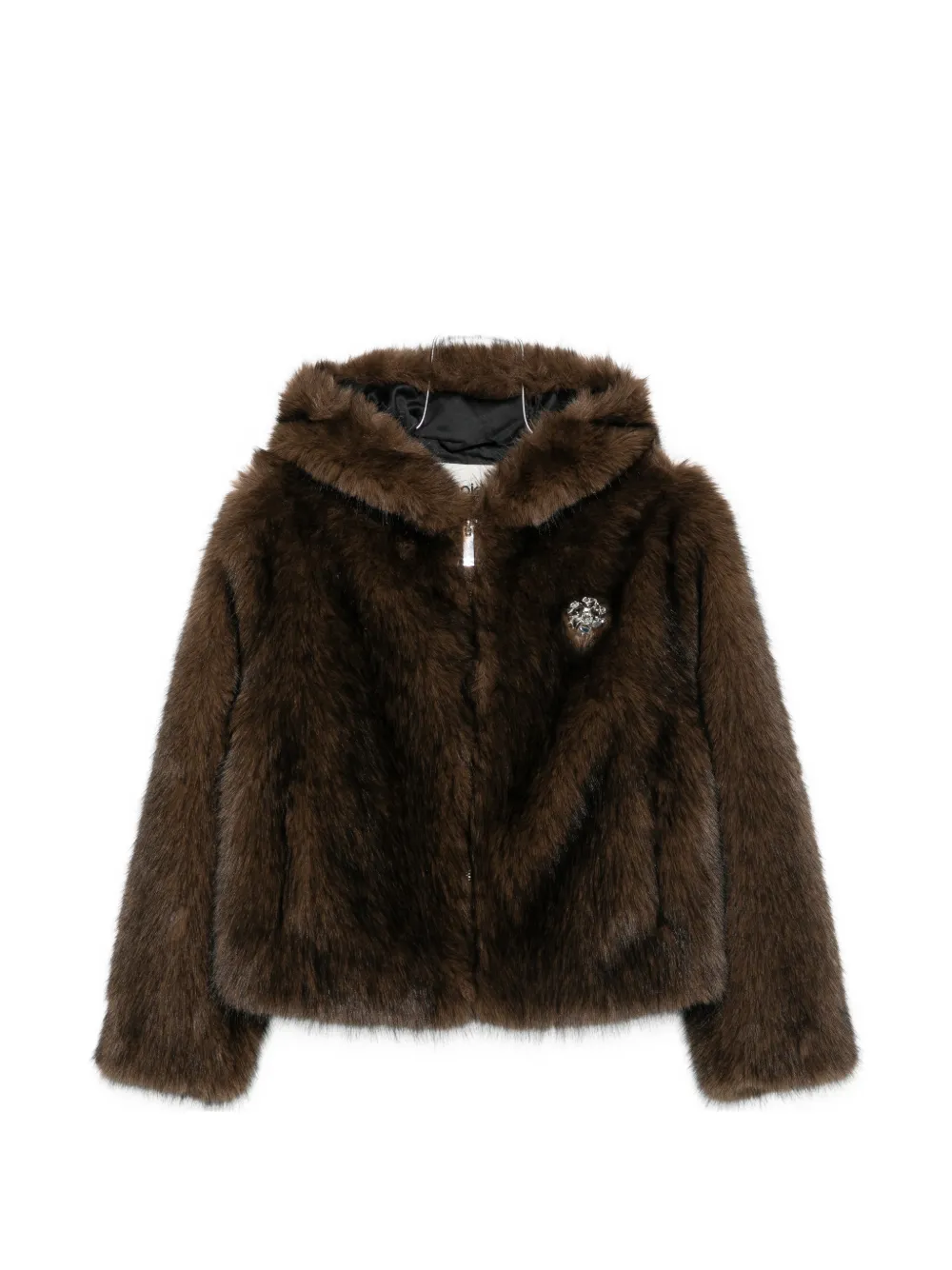 Maje hooded faux-fur coat - Marrone