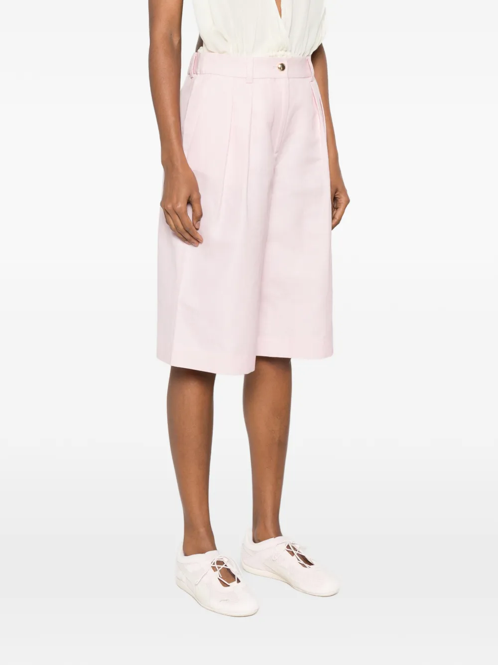 Maje Geplooide shorts van linnenblend Roze