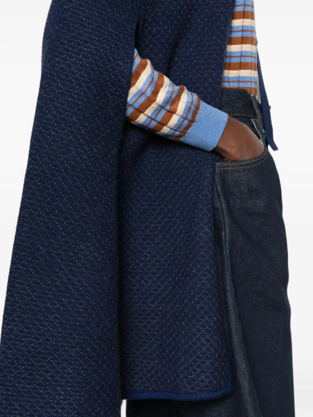 Maje Ribgebreide cape met striksluiting Blauw