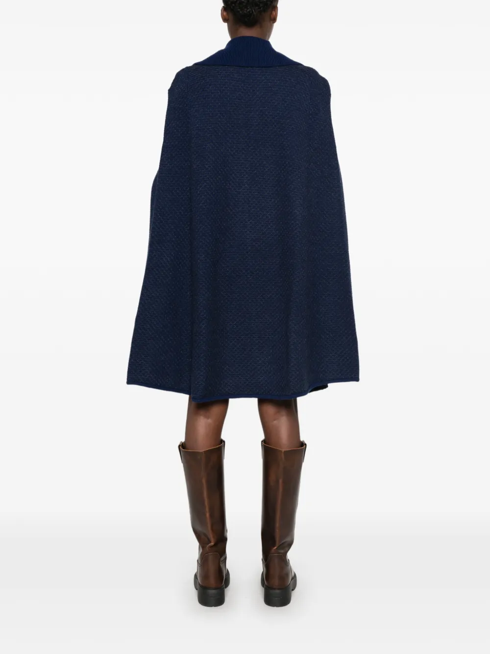 Maje Ribgebreide cape met striksluiting Blauw