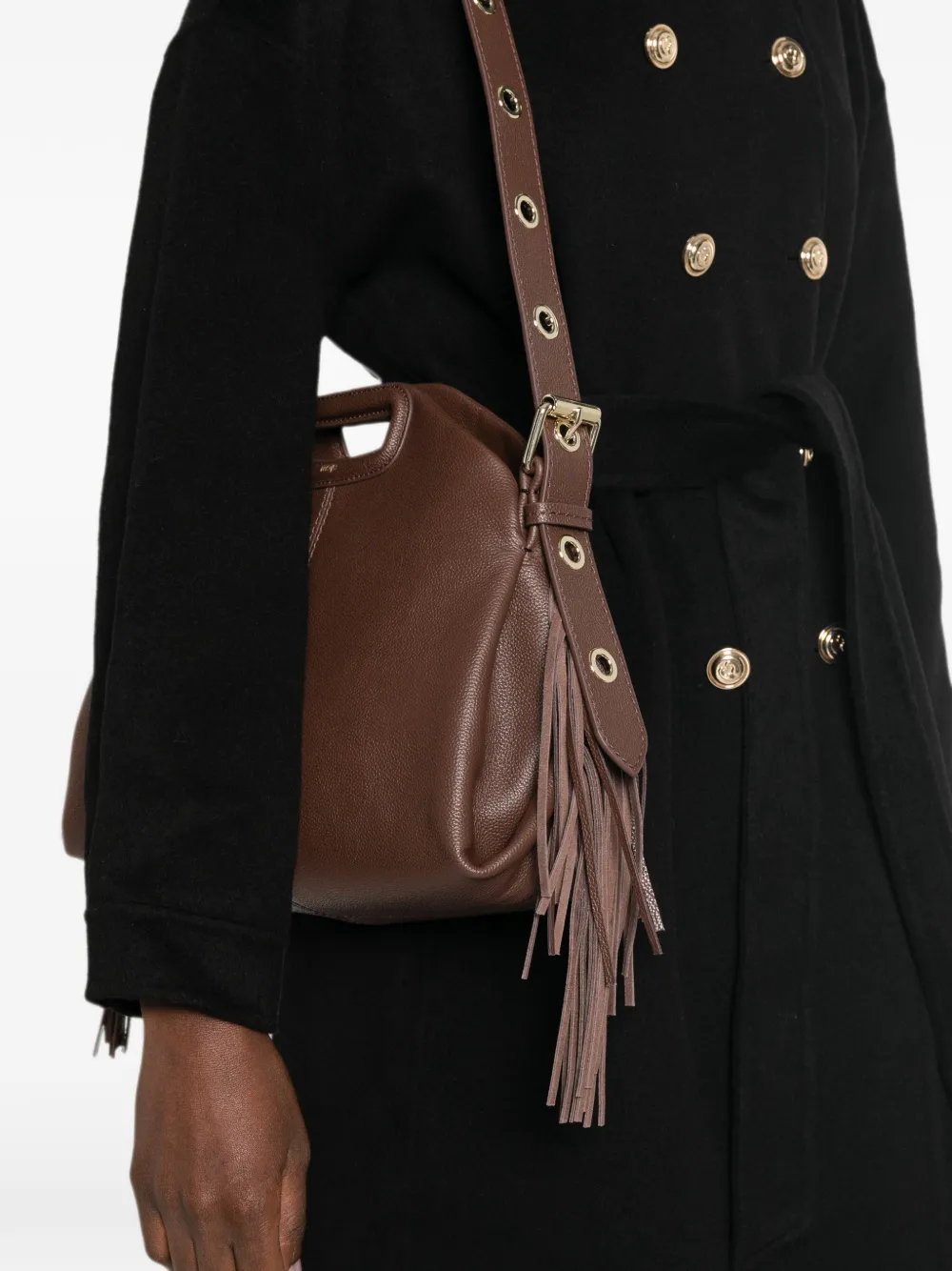 Maje Shopper met franje Bruin