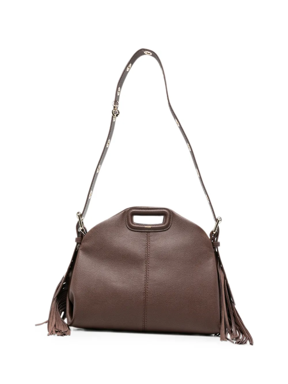 Maje Miss M fringe-detail leather tote bag - Braun