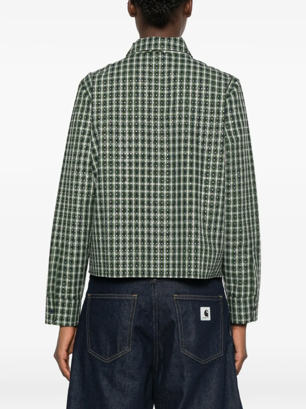 Maje Geruit blouse met strik Groen