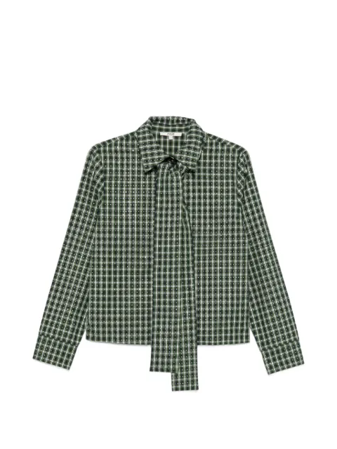 Maje checked-pattern pussy-bow shirt