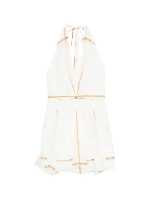 Maje vestido corto a rayas con cuello halter