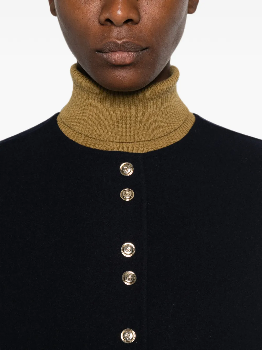 Maje Button-down jas met kraag van imitatiebont Blauw