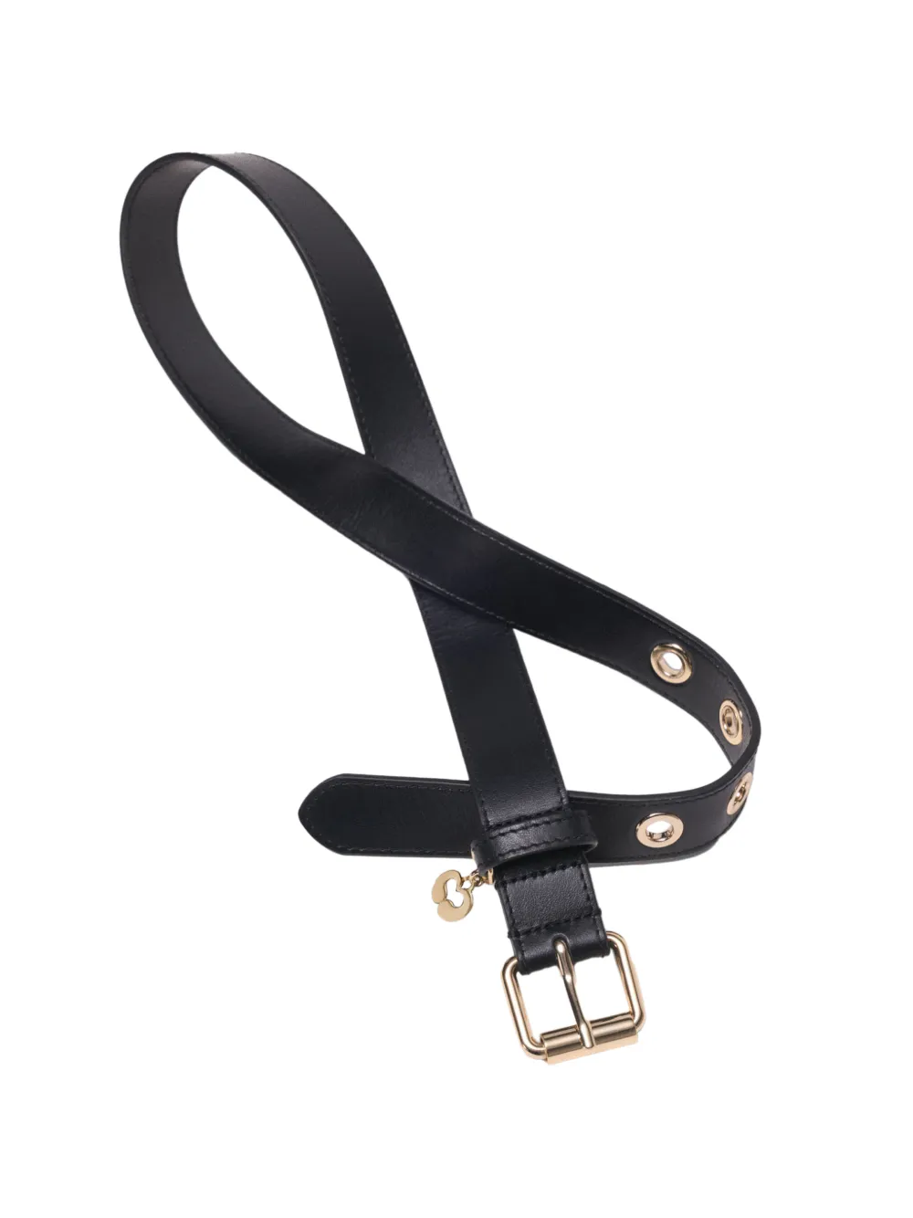 Maje Leren riem met ringlets 4 cm Zwart