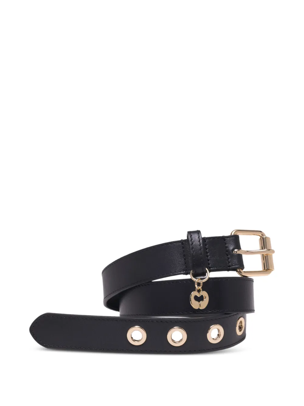 Maje Leren riem met ringlets 4 cm Zwart