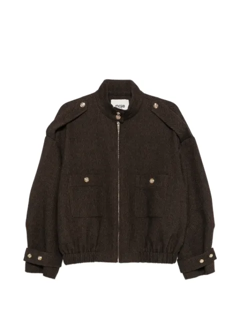Maje herringbone-pattern stand-up collar jacket