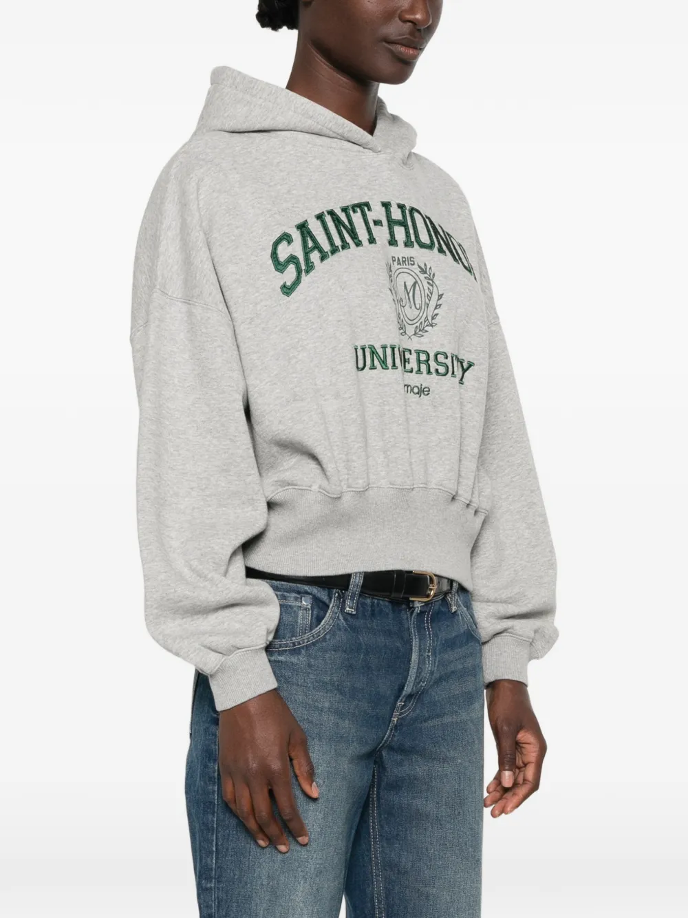 Maje Hoodie met geborduurd logo Grijs
