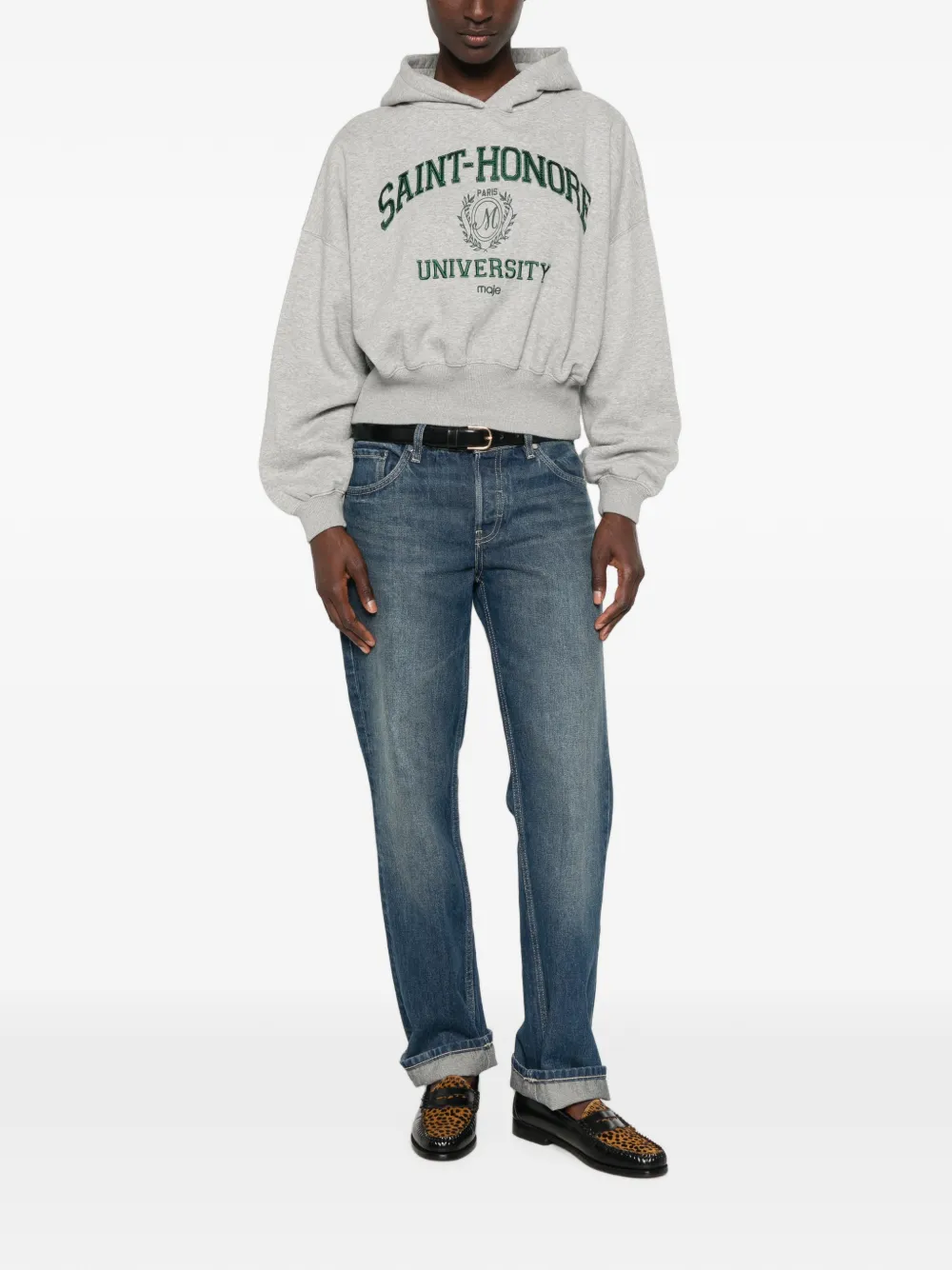 Maje Hoodie met geborduurd logo Grijs