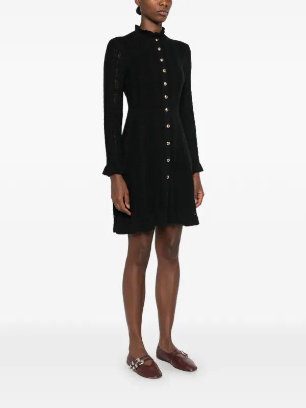 maje black mini dress ruffle-trim cable-knit | filter-season:Summer On what would have Bottoms Size (Men's):38 but measurements may vary