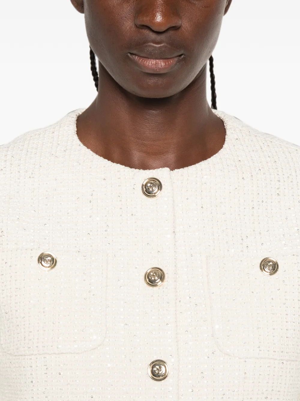 Maje Jack met korte mouwen en knopen Beige