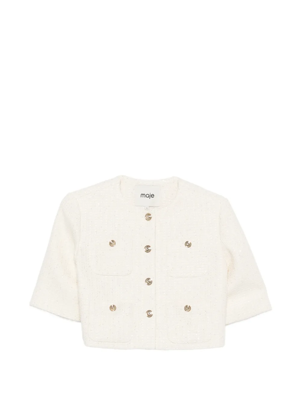 Maje short-sleeve button-front jacket - Nude