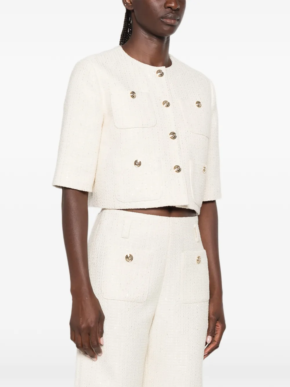 Maje Jack met korte mouwen en knopen Beige