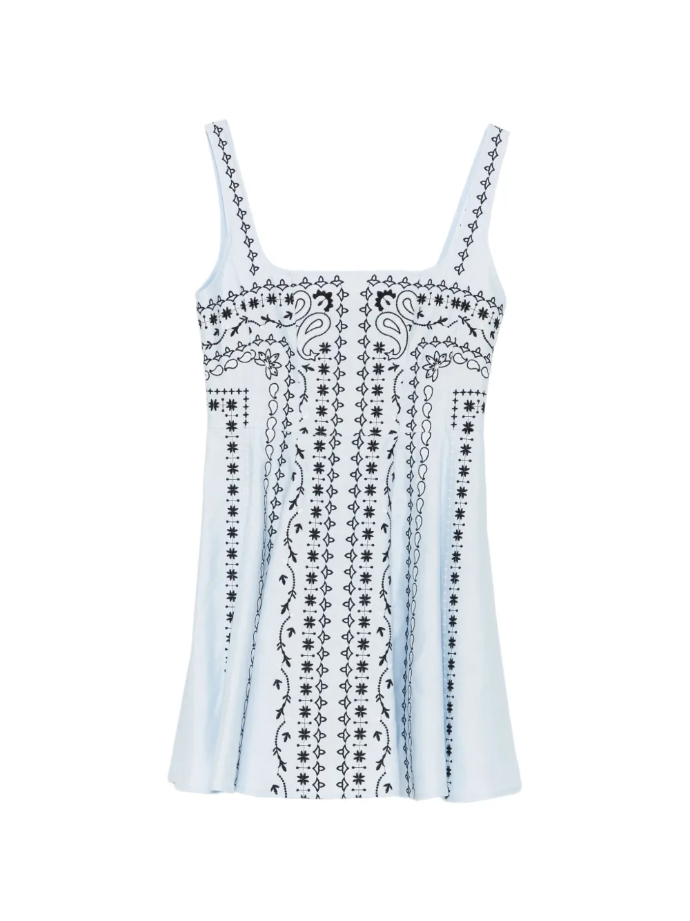 Maje embroidered square-neck mini dress - Blu