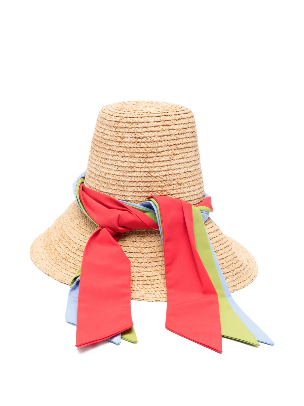Maje x Blanca Miró raffia hoed met lint met print Beige