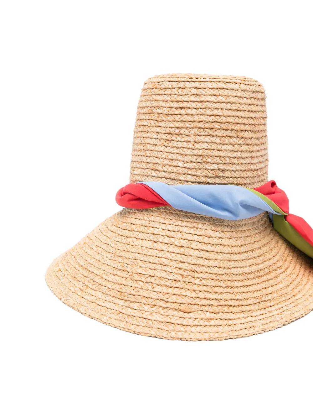 Maje x Blanca Miró raffia hoed met lint met print Beige