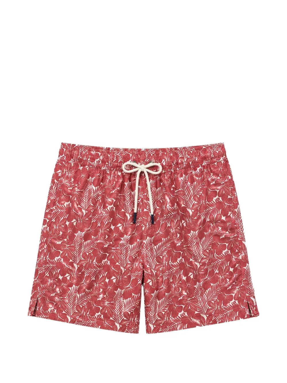LES HÉRITIERS Captain floral-print drawstring swim shorts - Rosso