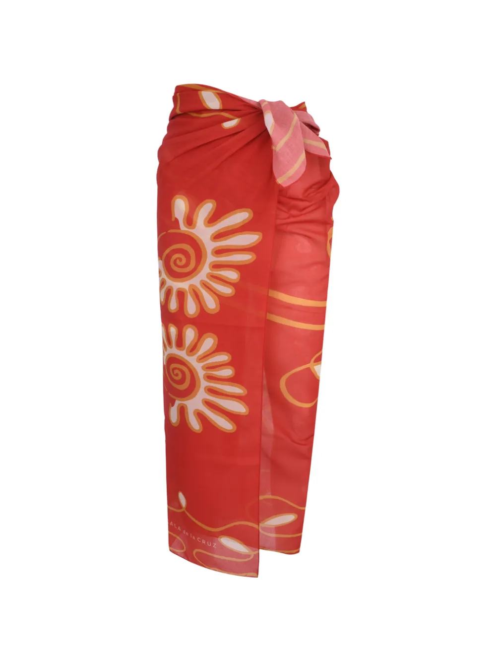 Cala de la Cruz Wikkelrok met bloemenprint Rood