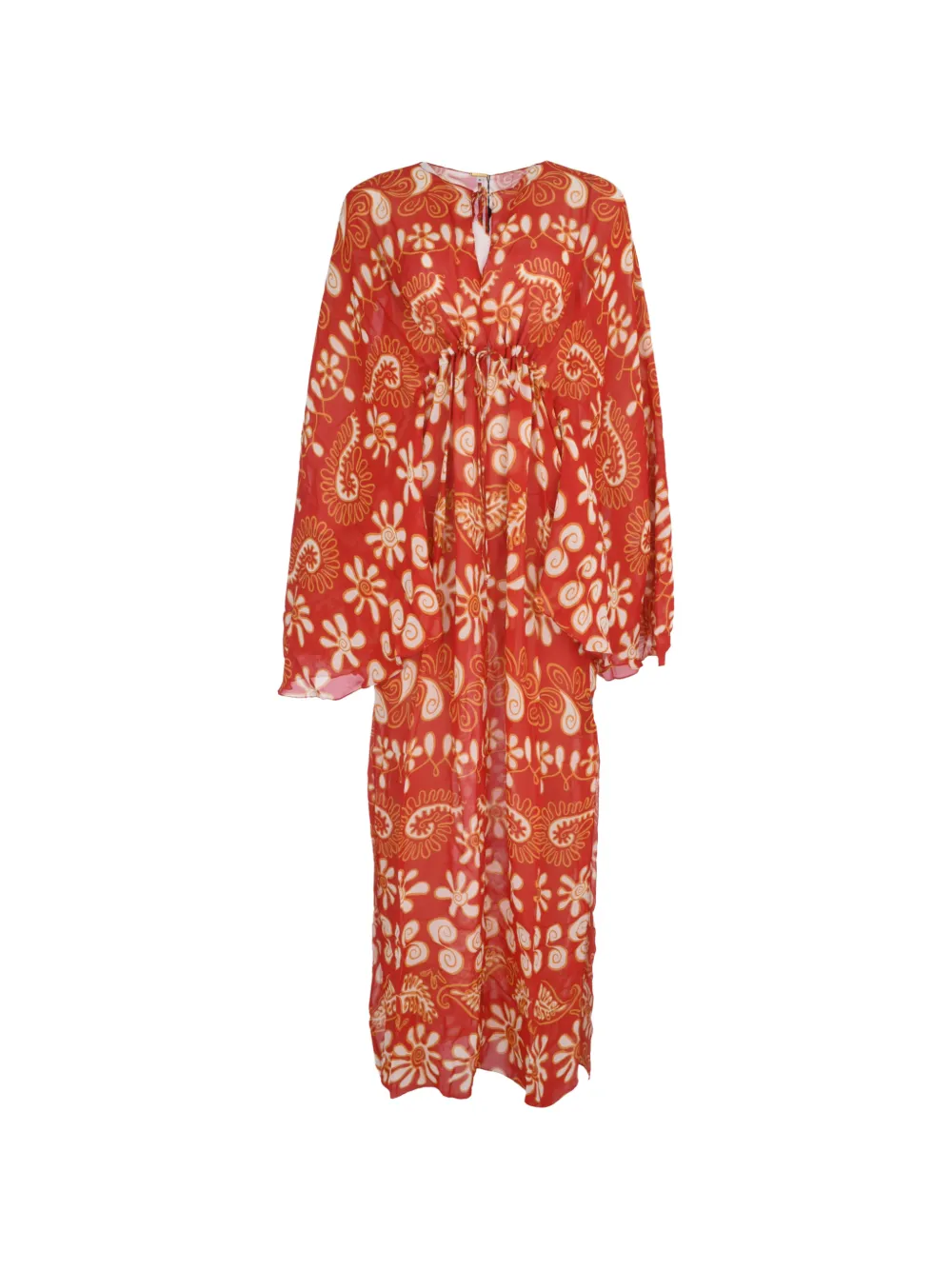 Cala de la Cruz abstract-print flared-sleeve kaftan - Rosso