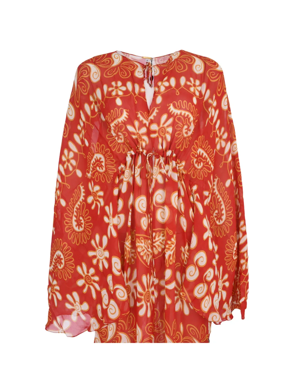 Cala de la Cruz Tuniek met flared mouwen en abstracte print Rood