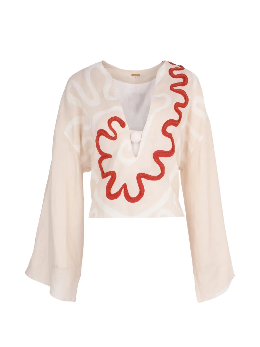 Cala de la Cruz embroidered kimono-sleeve top - Toni neutri
