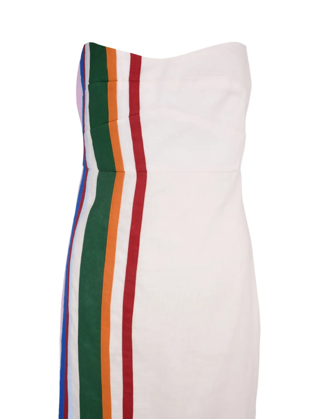 Cala de la Cruz Gestreepte strapless jurk Wit
