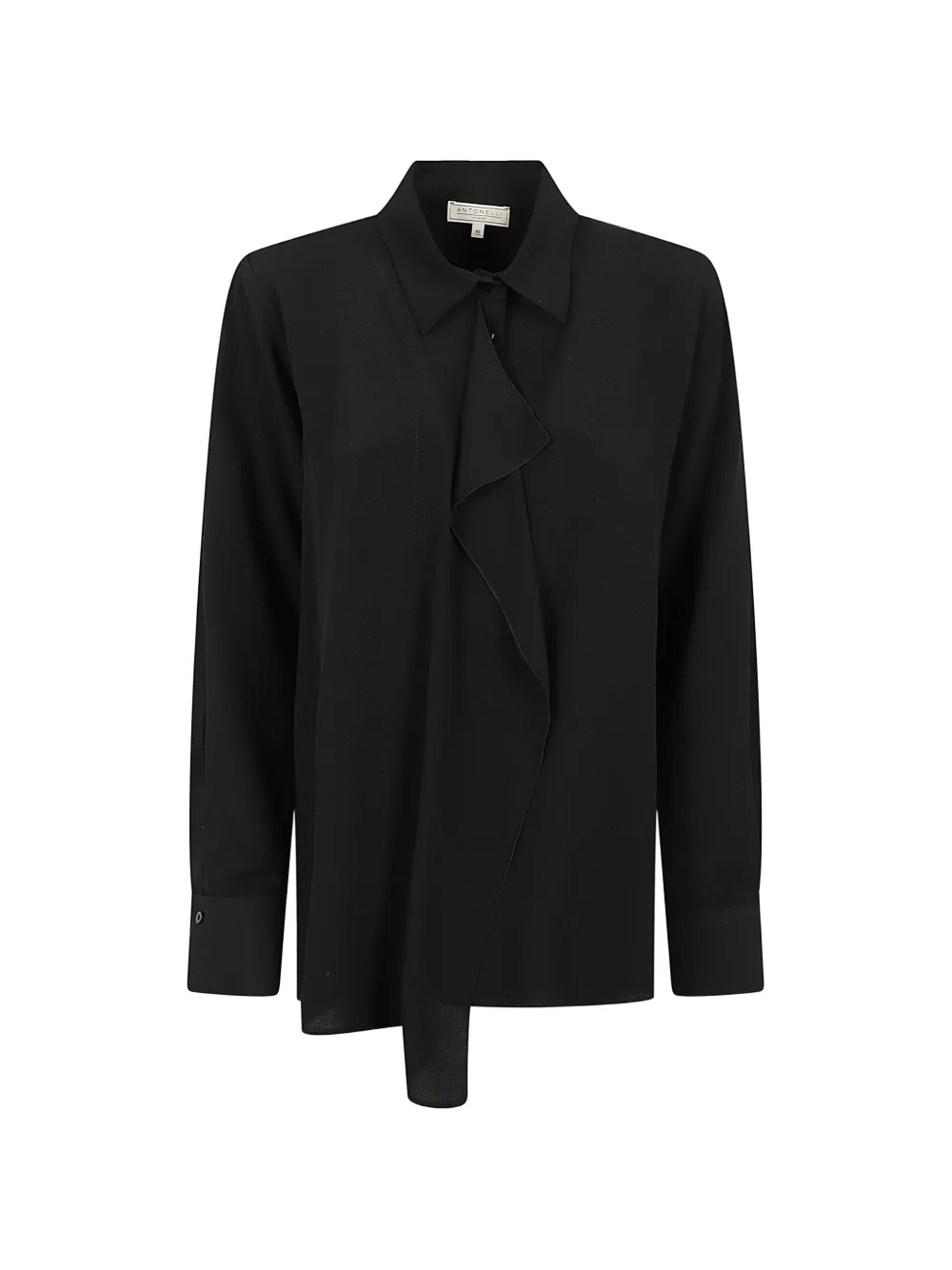 Antonelli Adria ruffled long-sleeve shirt - Nero