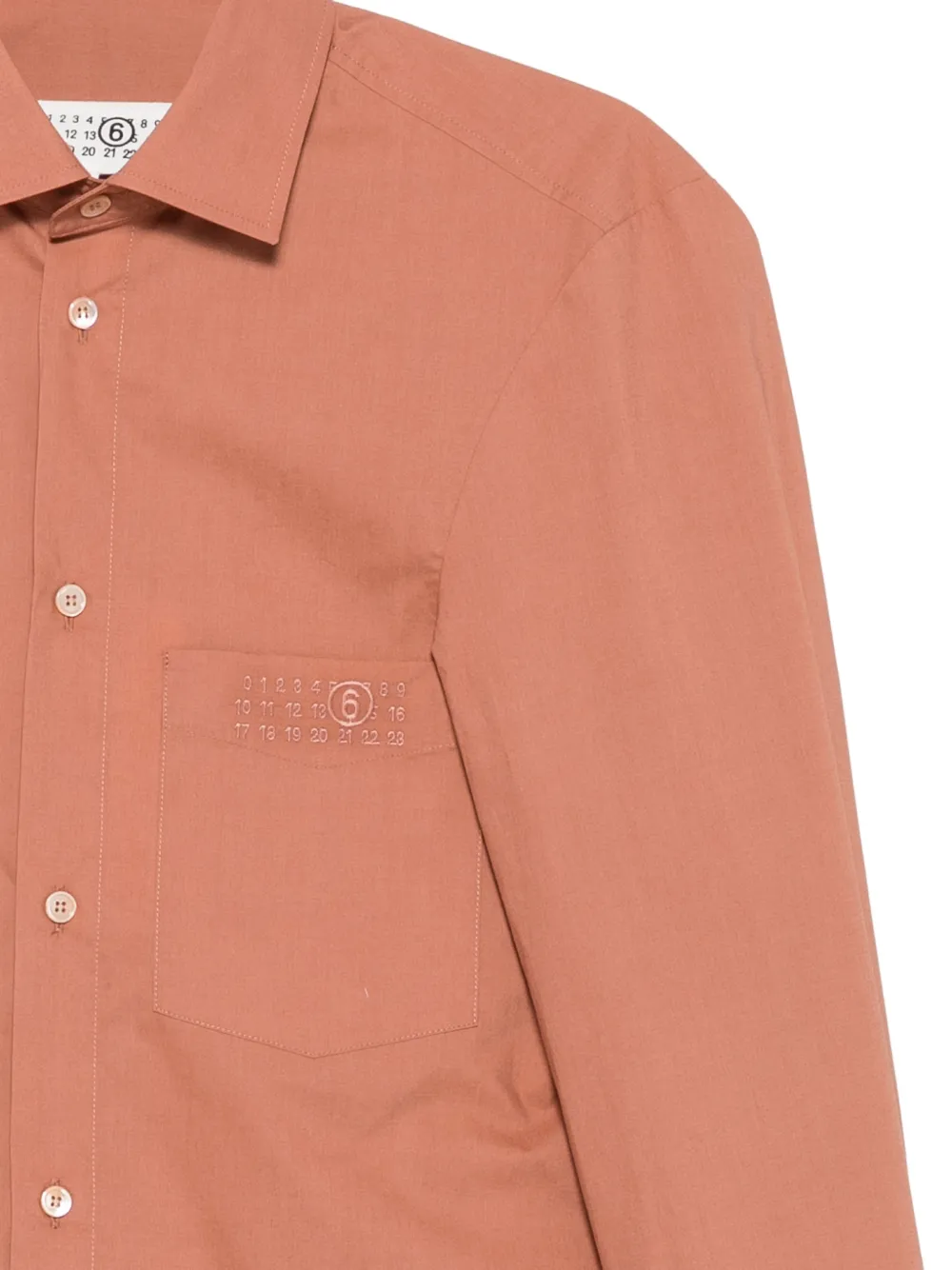 MM6 Maison Margiela Overhemd met geborduurd logo en zak Bruin