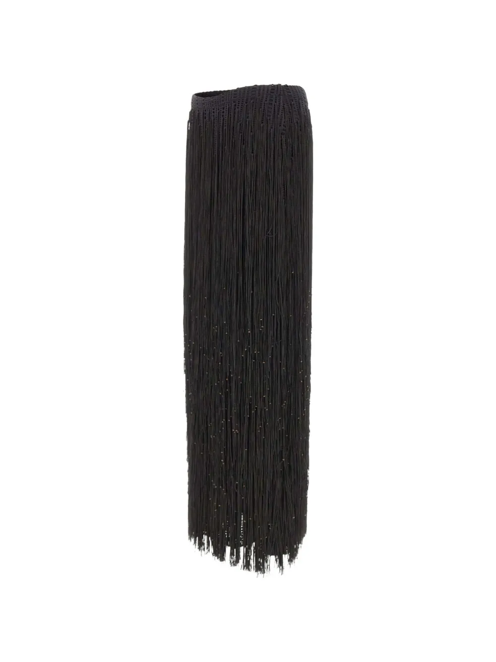 Bless Athos bead-embellished fringed maxi skirt - Nero