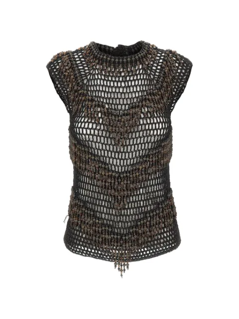 Bless Amaranto bead-embellished crochet top