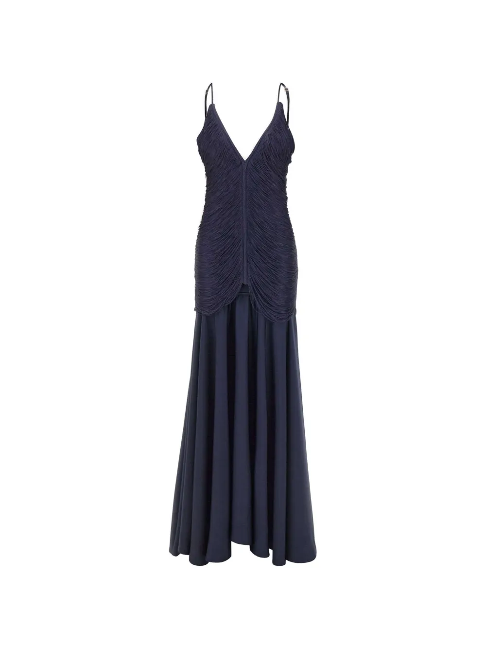 Bless Nostalgia fringe-detailed maxi dress - Blu
