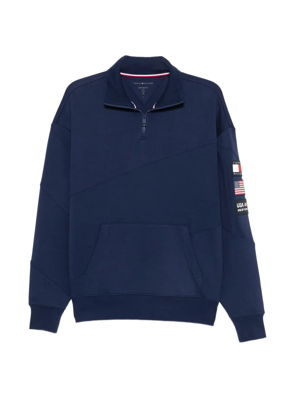 Tommy Hilfiger logo-patch quarter-zip sweater - Blau