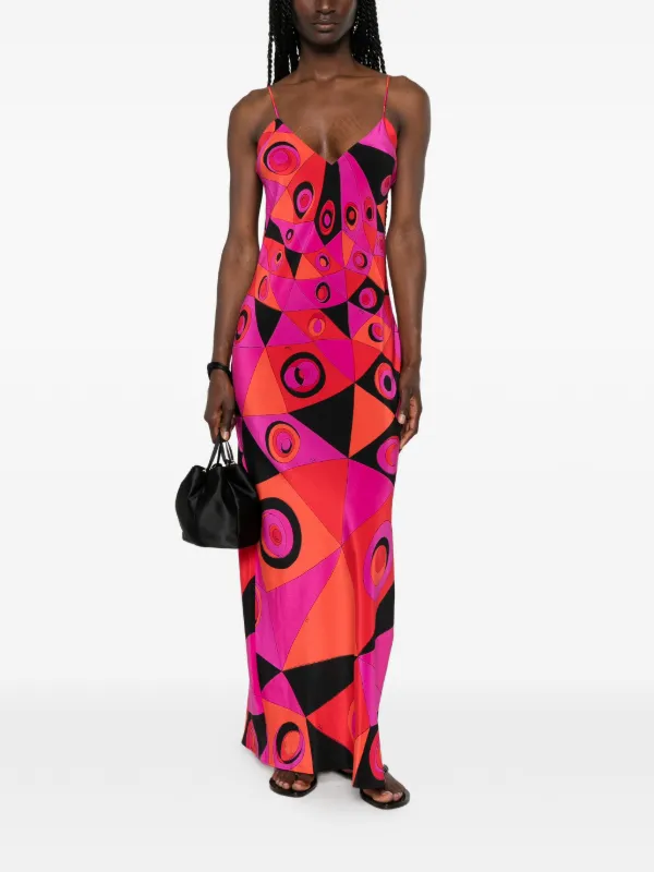 Emilio Pucci Silk Maxi Dress With Occhi Print - Pink Emilio Pucci Silk Maxi Dress With Occhi Print - Pink