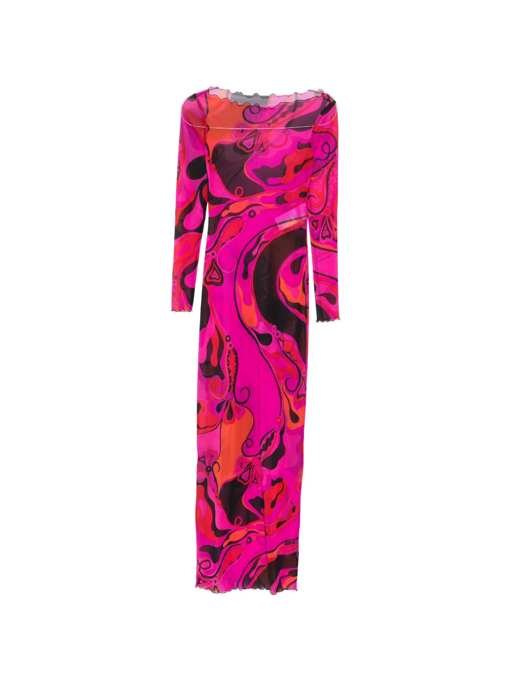 Pucci Orchidee-print Tulle Dress In Fuchsia Black In Pink