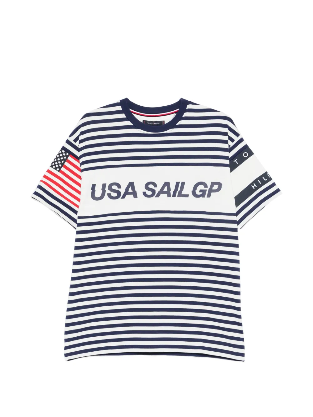 Tommy Hilfiger horizontal-stripe logo-print T-shirt - Bianco