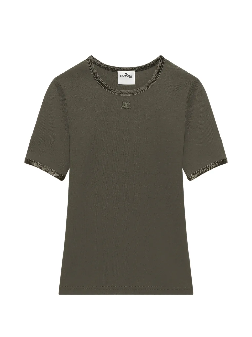 Courrèges vinyl-trim logo-patch T-shirt - Verde