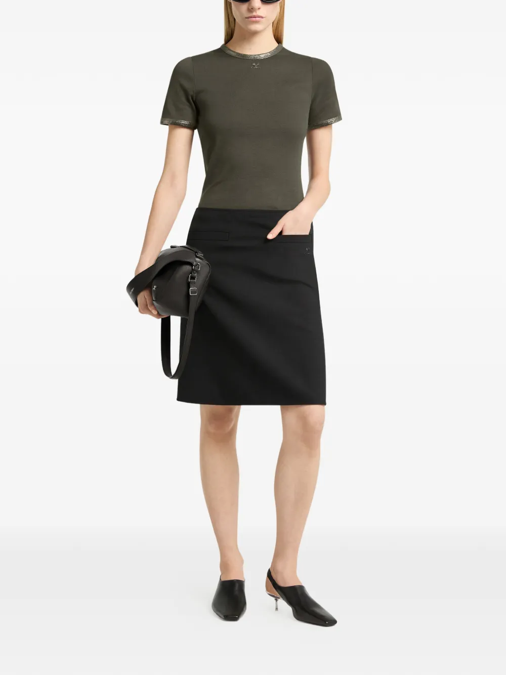 Courrèges T-shirt met logopatch en afwerking Groen
