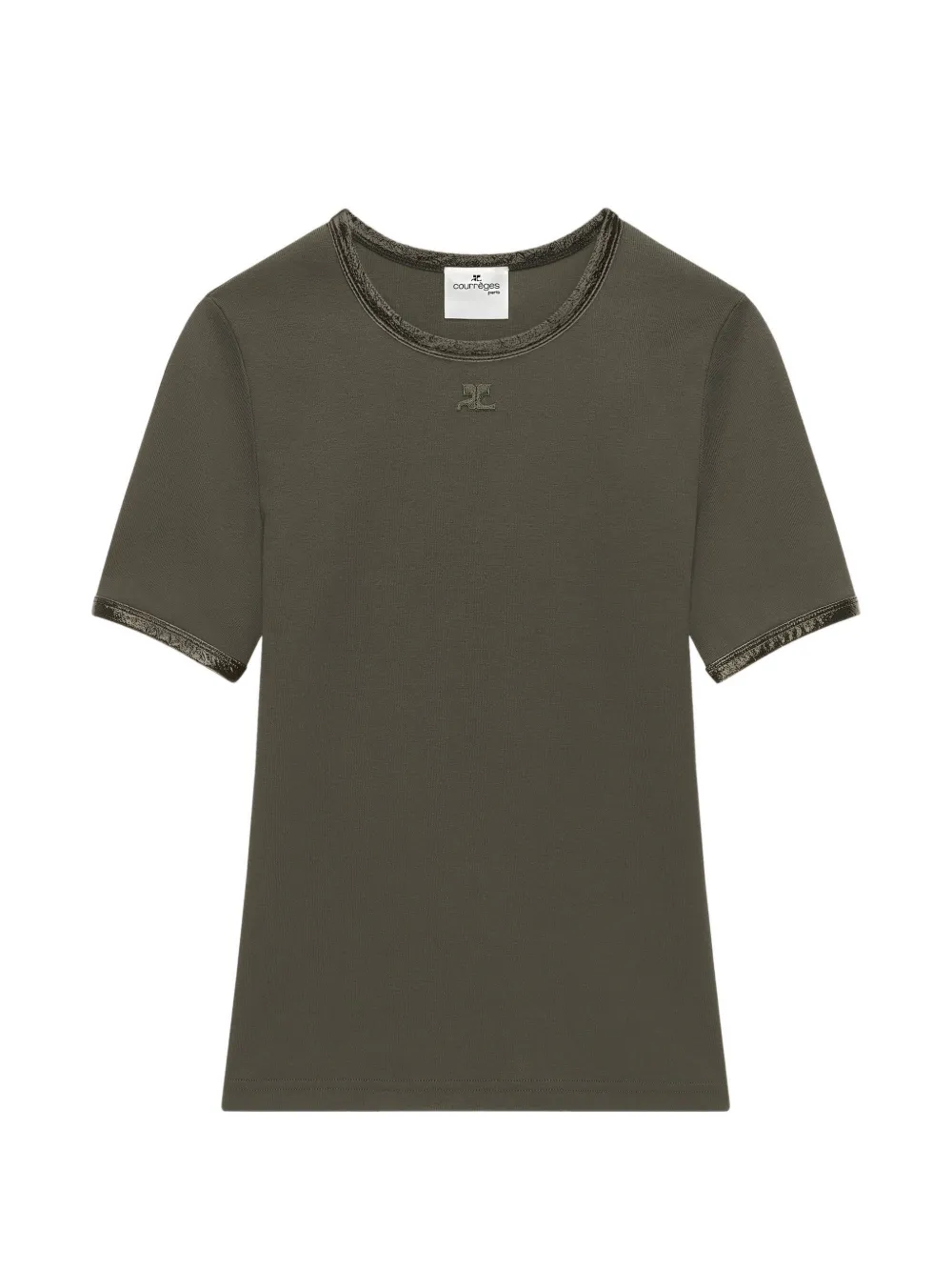 Courrèges vinyl-trim logo-patch T-shirt - Verde