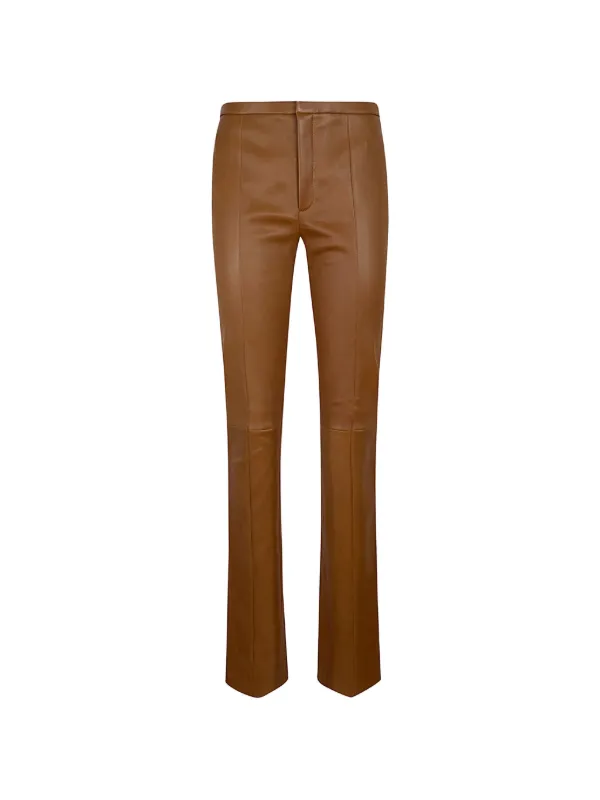 Stouls Seam-detail Leather Trousers in Neutrals