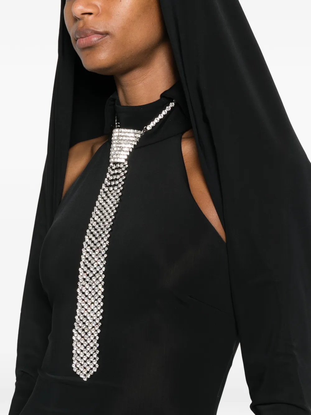 MITILIANE COUTURE Maxi-jurk verfraaid met kristallen Zwart
