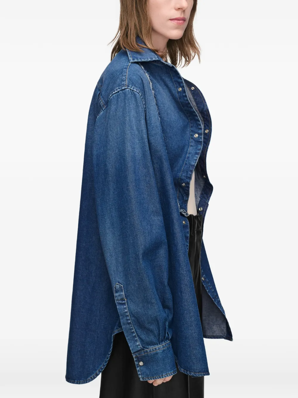 Maison Margiela Denim blouse met omgeslagen kraag Blauw