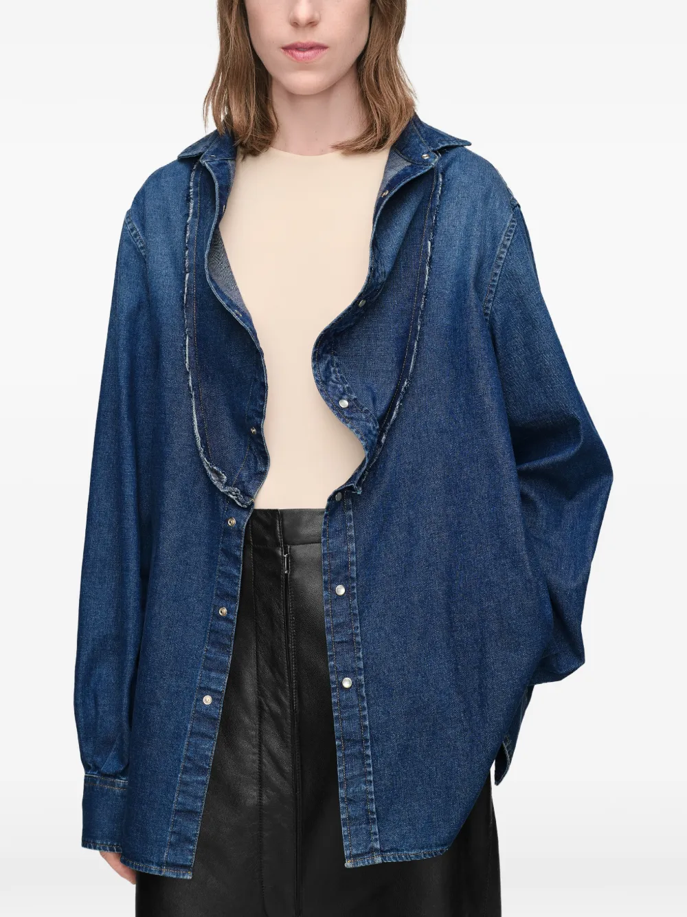Maison Margiela Denim blouse met omgeslagen kraag Blauw