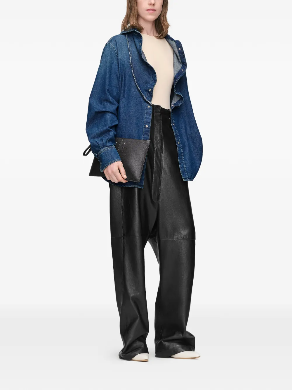Maison Margiela Denim blouse met omgeslagen kraag Blauw