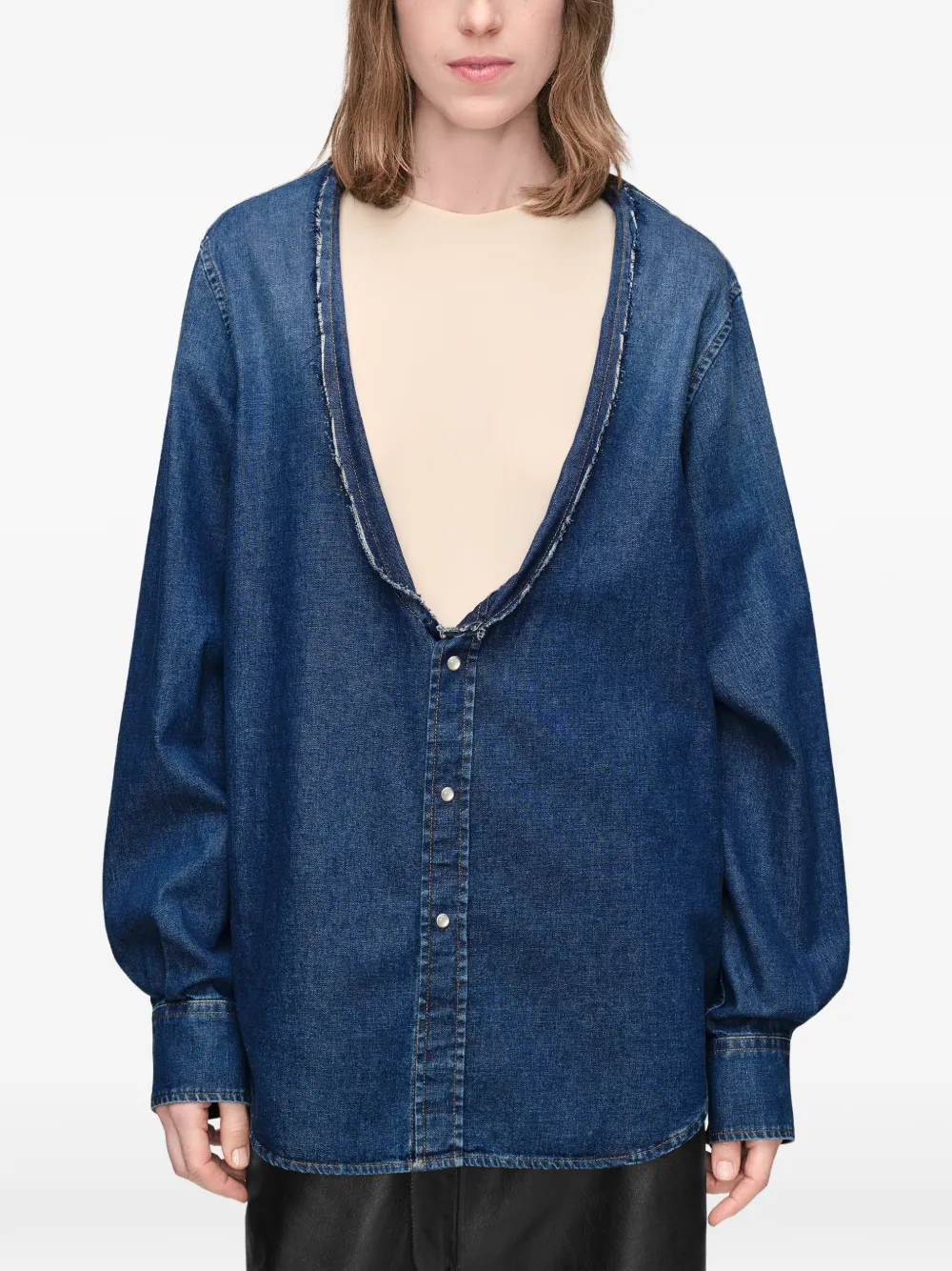 Maison Margiela Denim blouse met omgeslagen kraag Blauw